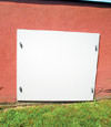 head-on view of one of our doors installed in Candler for crawl spaces