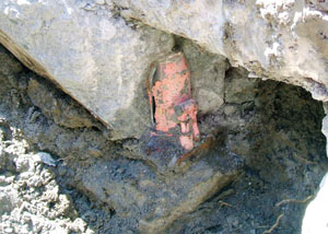 Failed concrete underpinning meant to repair a foundation issue in Inman.