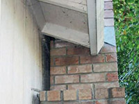 A chimney leaning away from the home on a Toccoa foundation