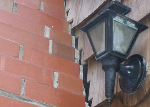 A tilting chimney in Irmo showing serious foundation damage.