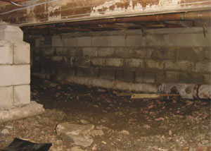 Rotting, decaying crawl space wood damaged over time in Union