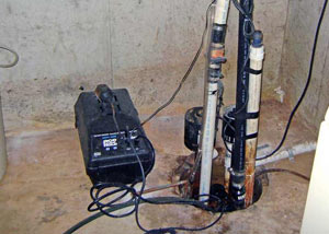 Pedestal sump pump system installed in a home in Waynesville